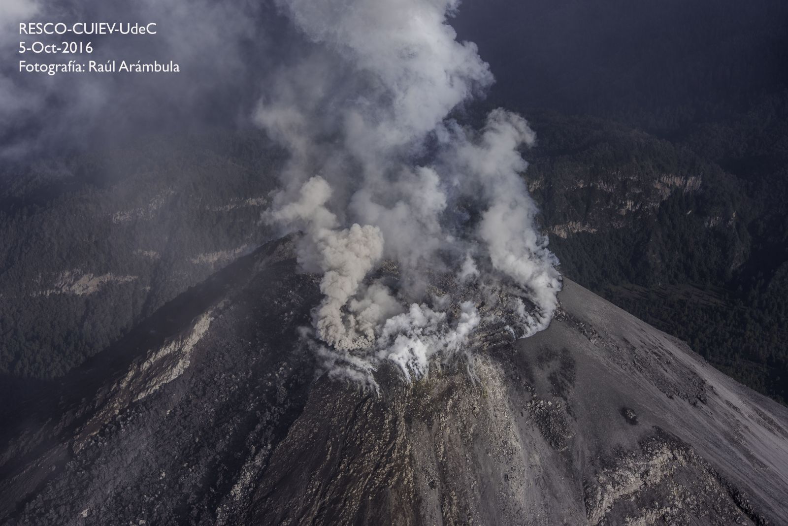 Imagen del domo de lava formado en septiembre y octubre del 2016.